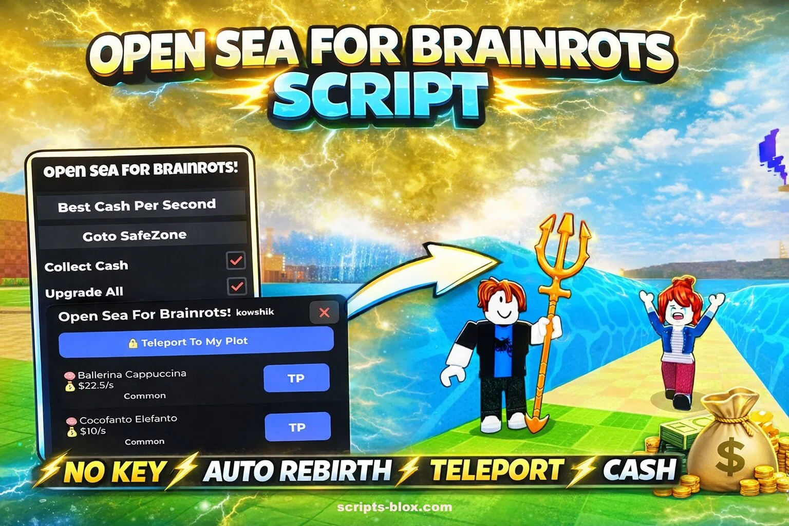 Open Sea For Brainrots Script - No Key, Auto Rebirth, Teleport, Cash ...