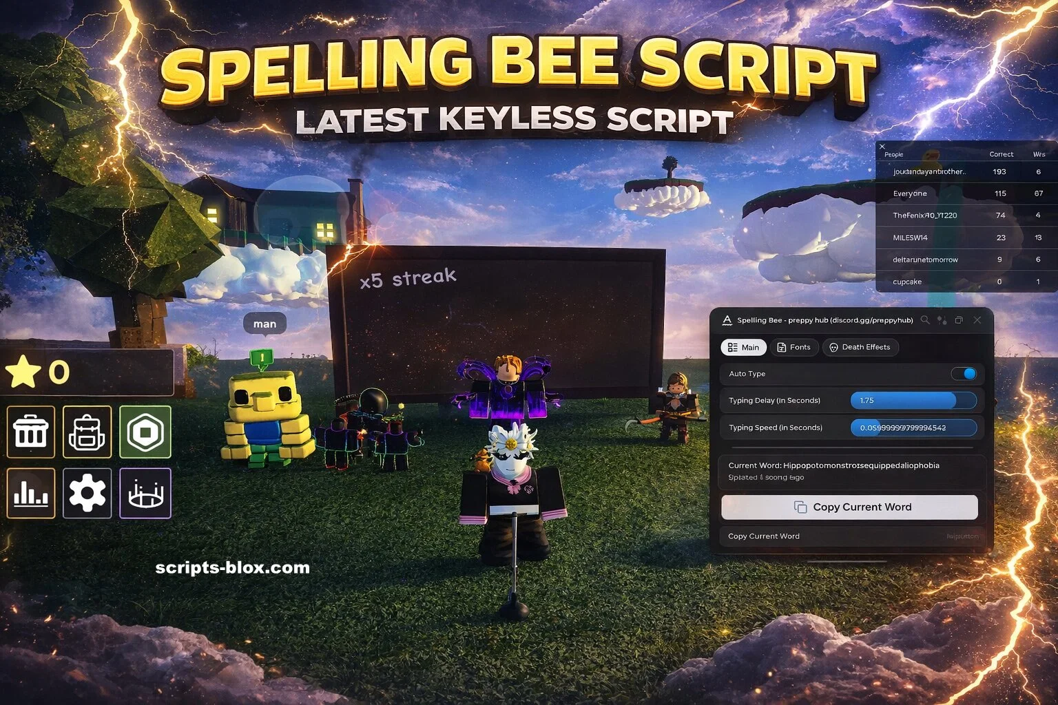 Spelling Bee Script » Roblox [Keyless Script] » Roblox Scripts Hub ...
